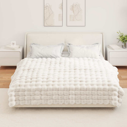 Coperta in Pelliccia di Coniglio Finta Bianco 150 x 220 cm