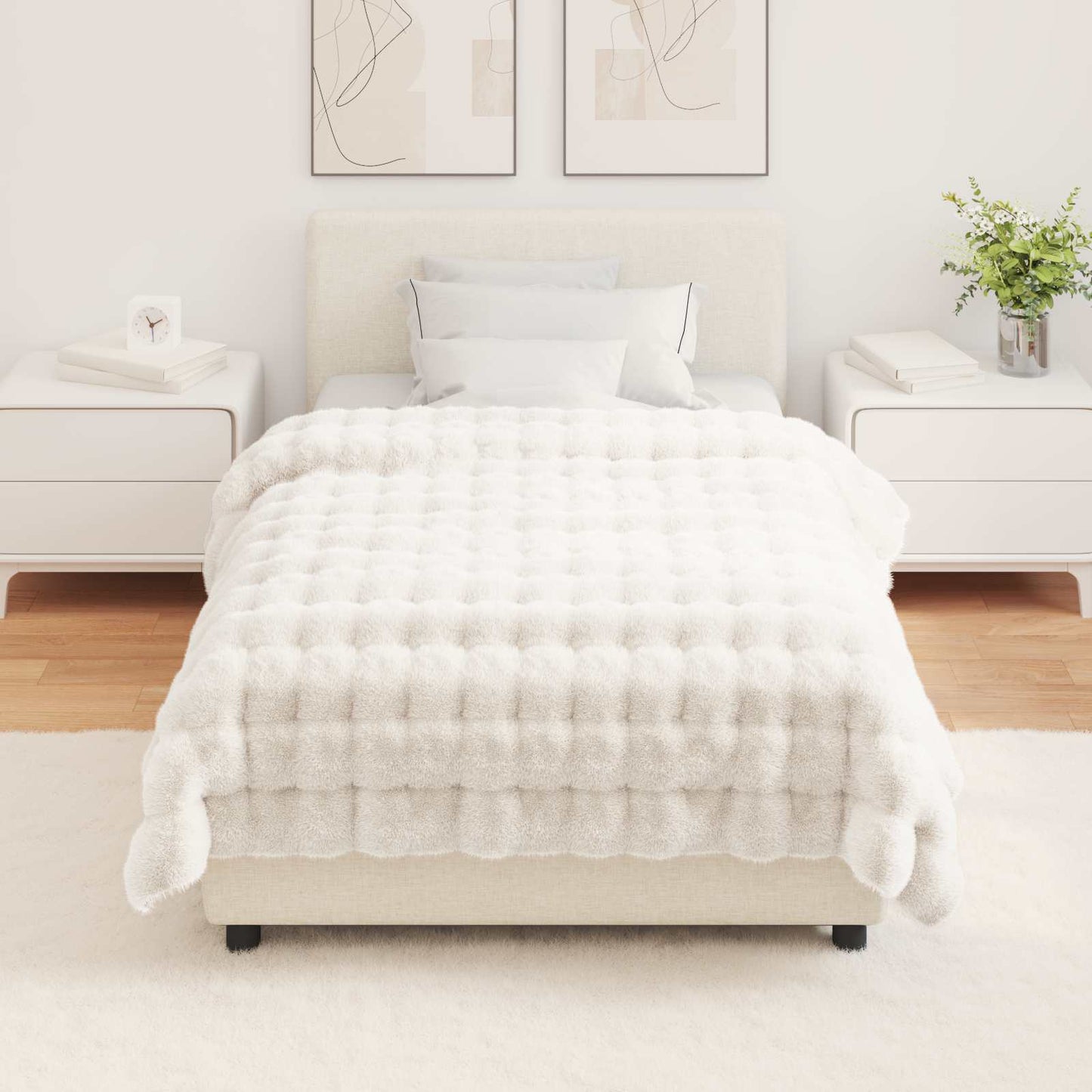 Coperta in Pelliccia di Coniglio Finta 4 pcs Bianco