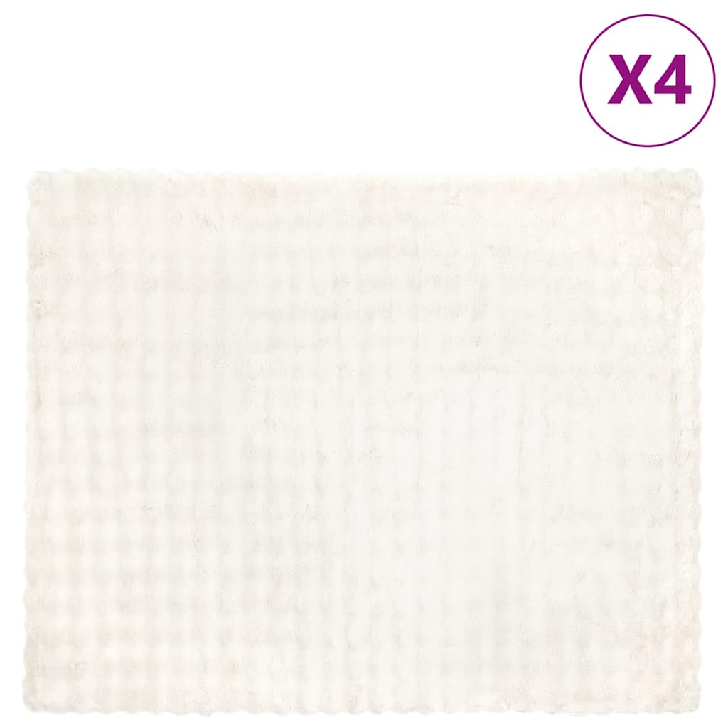 Coperta in Pelliccia di Coniglio Finta 4 pcs Bianco