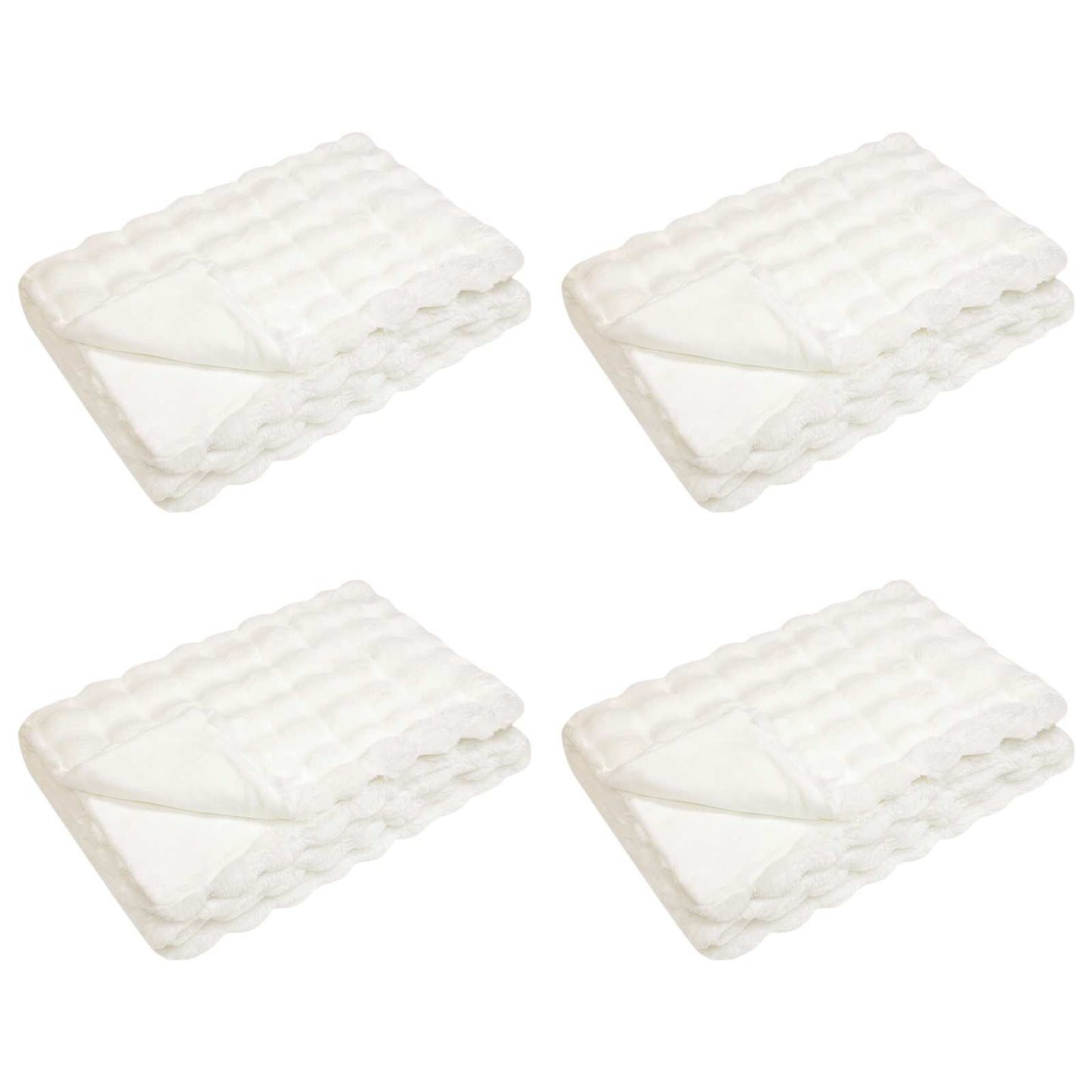 Coperta in Pelliccia di Coniglio Finta 4 pcs Bianco