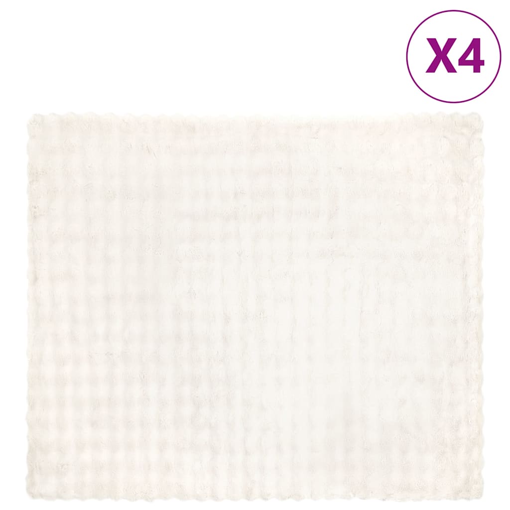 Coperta in Pelliccia di Coniglio Finta 4 pcs Bianco