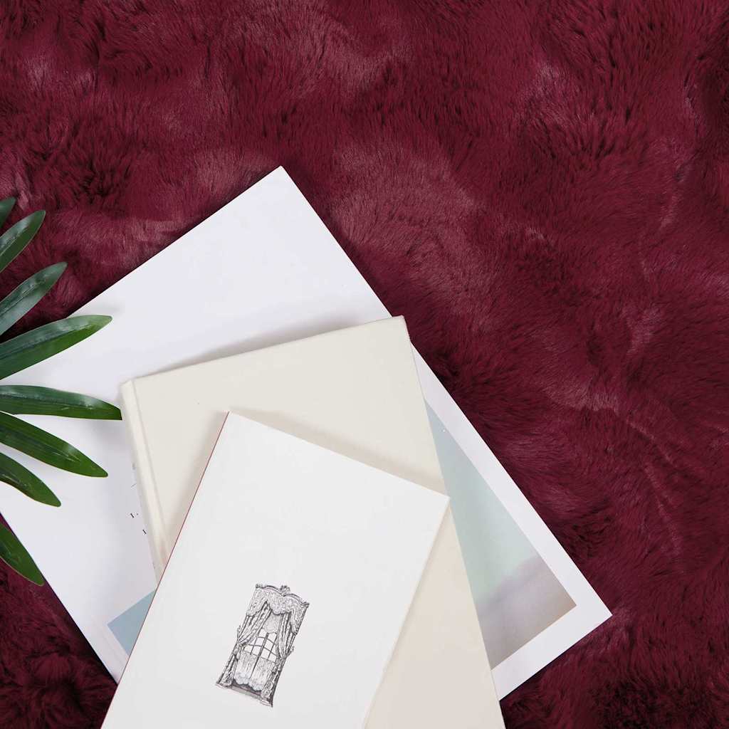 Coperta in Pelliccia di Coniglio Finta 4 pcs Rosso Bordeaux