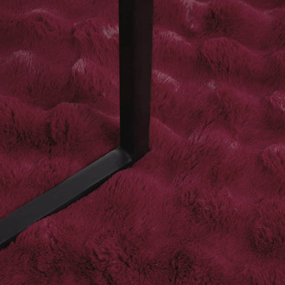 Coperta in Pelliccia di Coniglio Finta 4 pcs Rosso Bordeaux