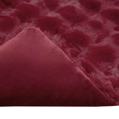 Coperta in Pelliccia di Coniglio Finta 4 pcs Rosso Bordeaux