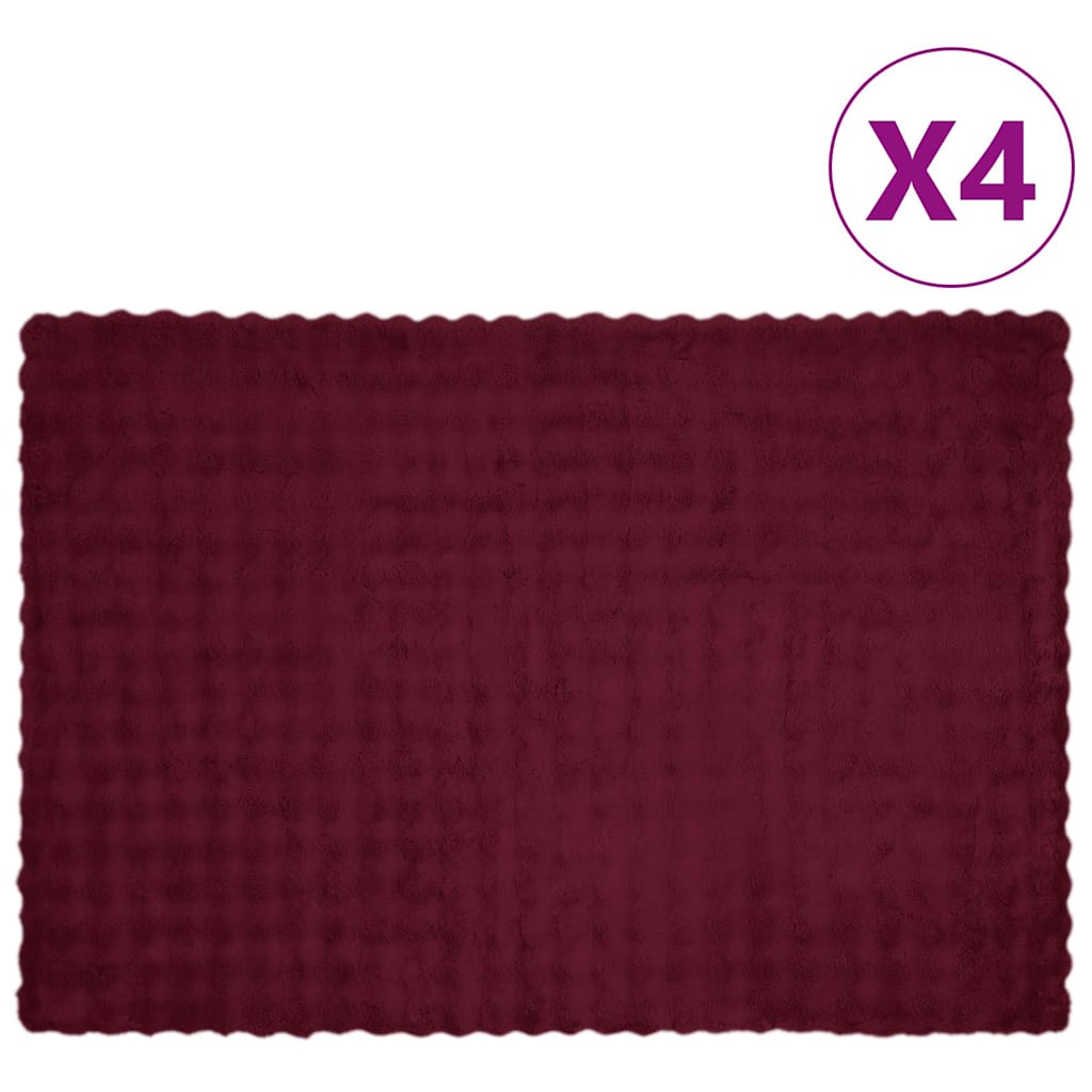 Coperta in Pelliccia di Coniglio Finta 4 pcs Rosso Bordeaux