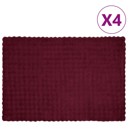 Coperta in Pelliccia di Coniglio Finta 4 pcs Rosso Bordeaux