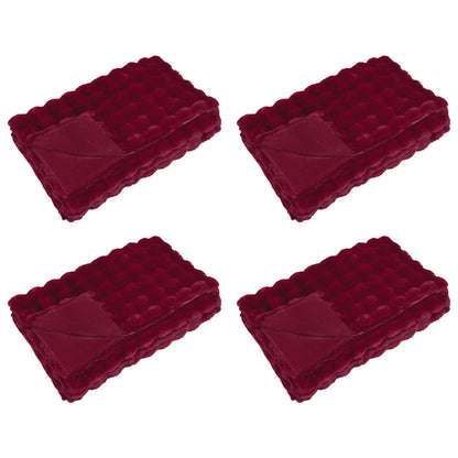 Coperta in Pelliccia di Coniglio Finta 4 pcs Rosso Bordeaux