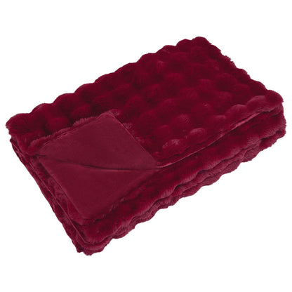 Coperta in Pelliccia di Coniglio Finta 4 pcs Rosso Bordeaux
