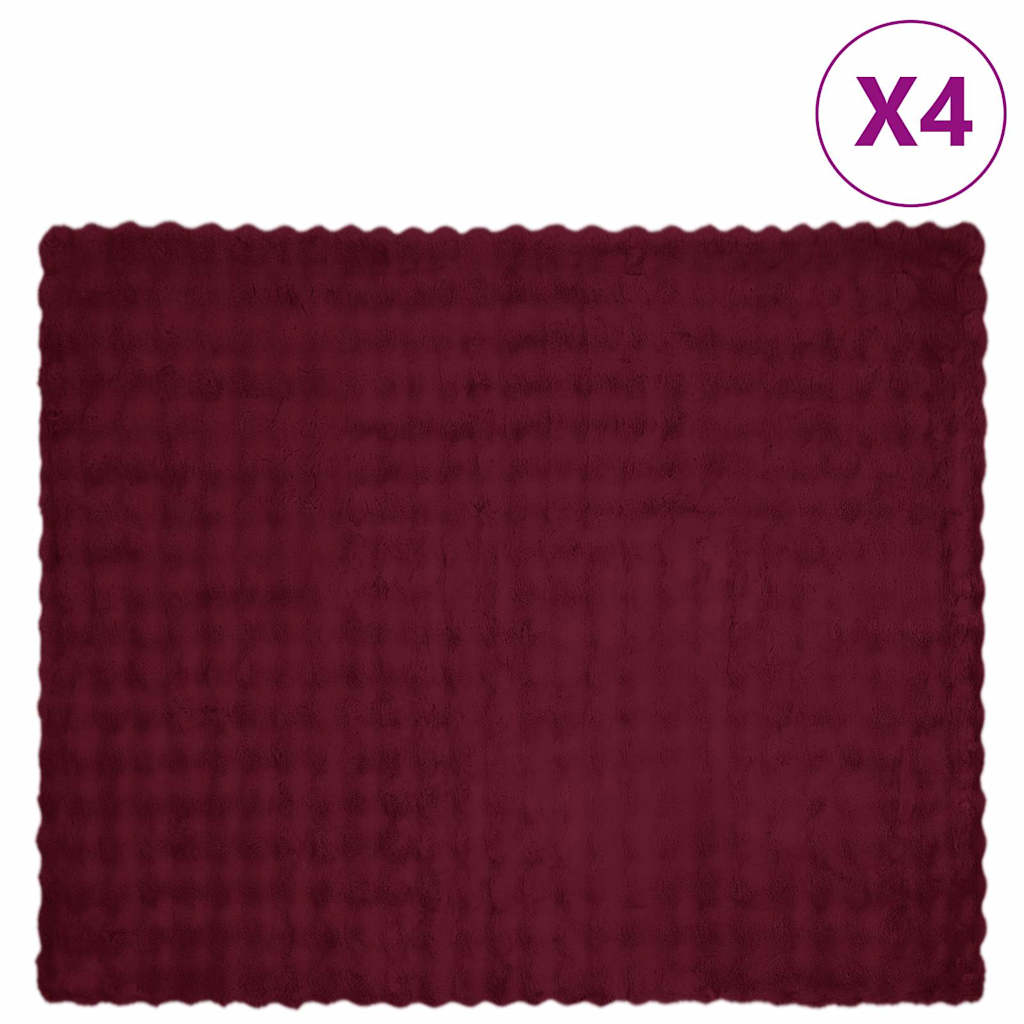 Coperta in Pelliccia di Coniglio Finta 4 pcs Rosso Bordeaux