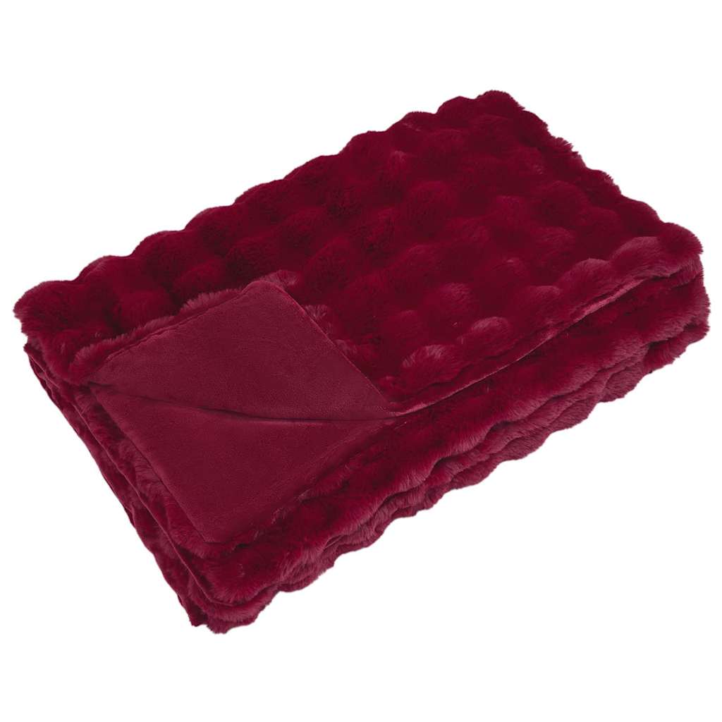Coperta in Pelliccia di Coniglio Finta 4 pcs Rosso Bordeaux