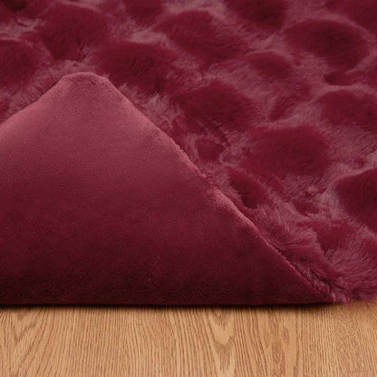 Coperta in Pelliccia di Coniglio Finta 4 pcs Rosso Bordeaux