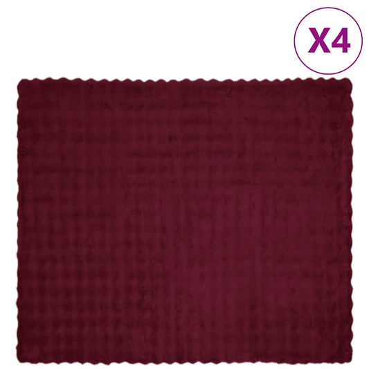Coperta in Pelliccia di Coniglio Finta 4 pcs Rosso Bordeaux