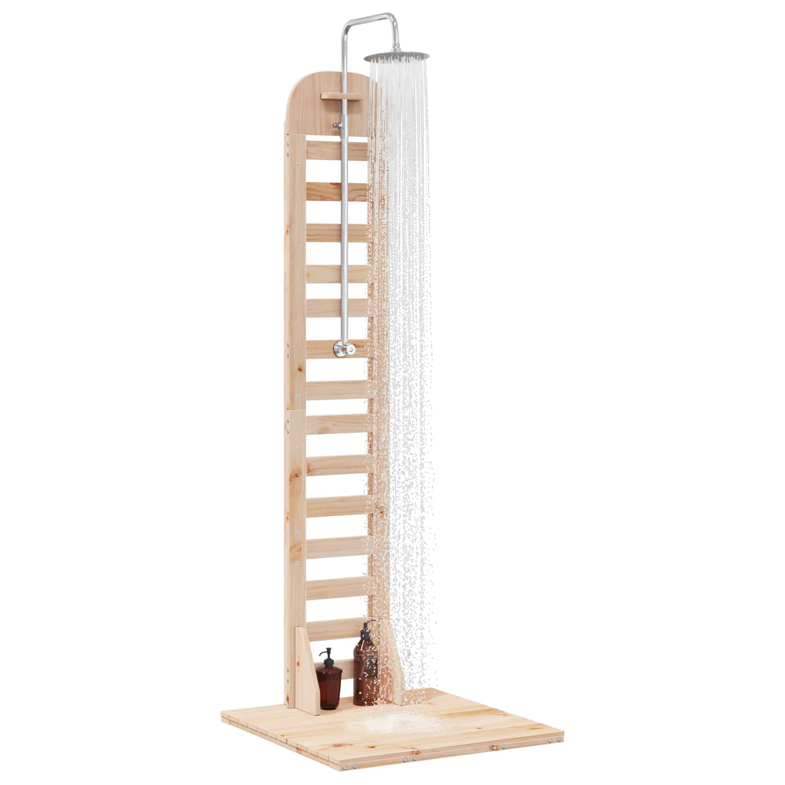 Doccia da esterno 223 cm Legno massello di pino e acciaio inox | homemem39