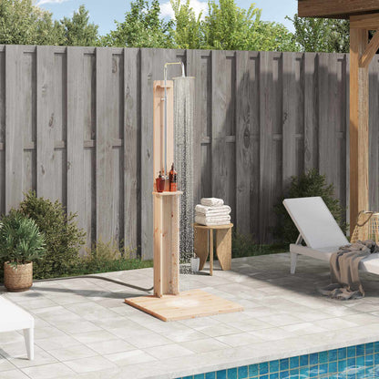 Doccia da esterno 206 cm Legno massello di pino e acciaio inox | homemem39