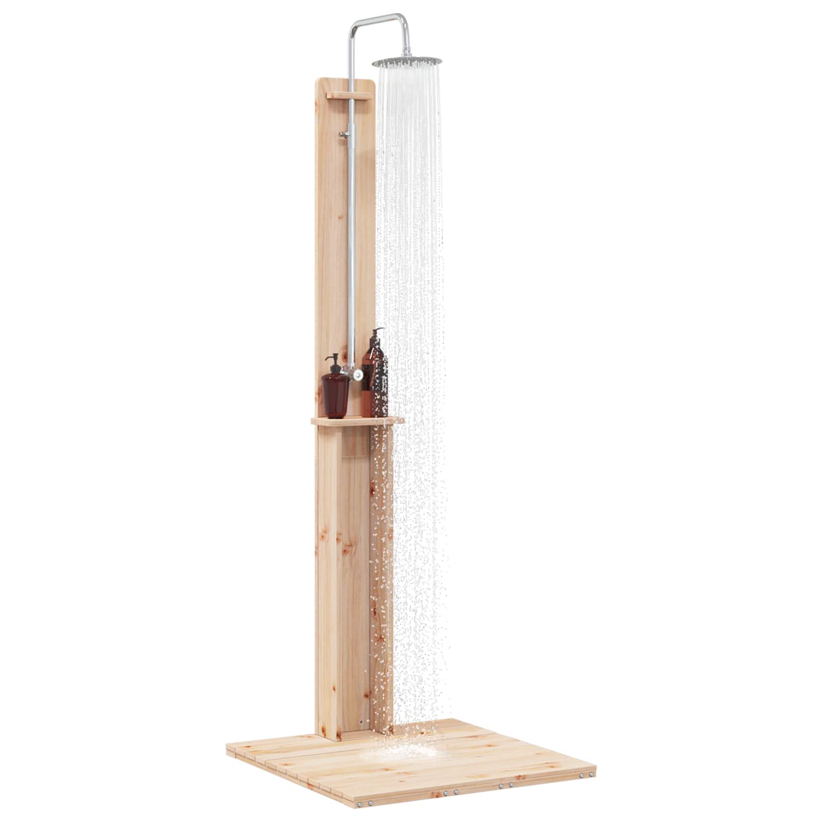 Doccia da esterno 206 cm Legno massello di pino e acciaio inox | homemem39