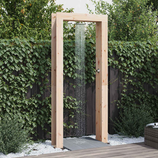 Doccia da esterno 226 cm Legno massello di pino e acciaio inox | homemem39