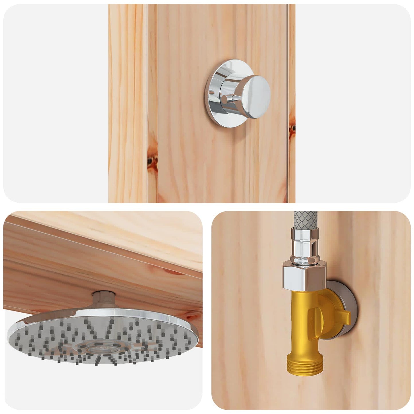 Doccia da esterno 226 cm Legno massello di pino e acciaio inox | homemem39