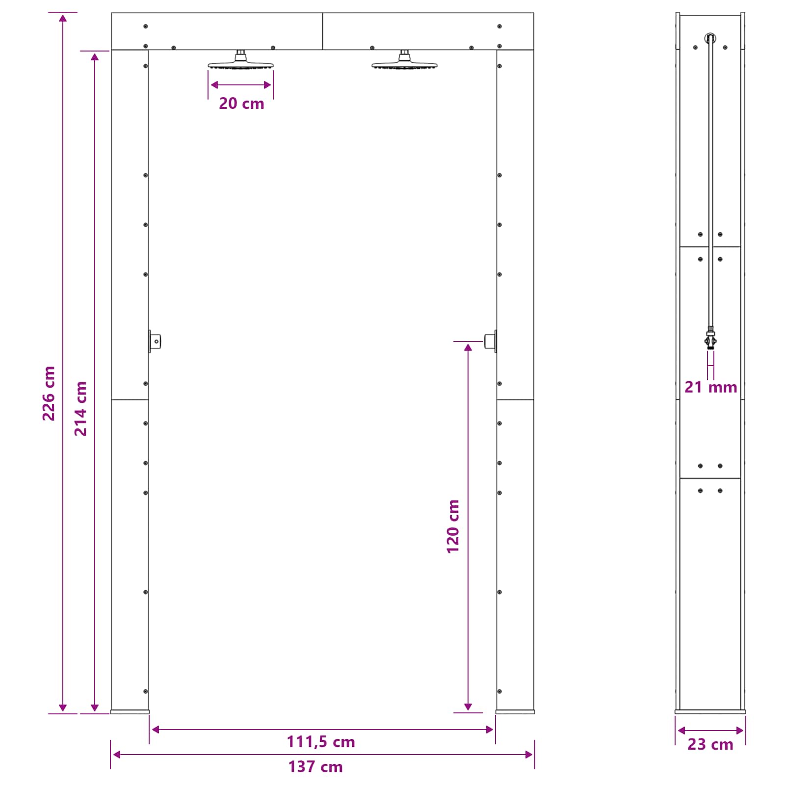 Doccia da esterno 226 cm Naturale | homemem39