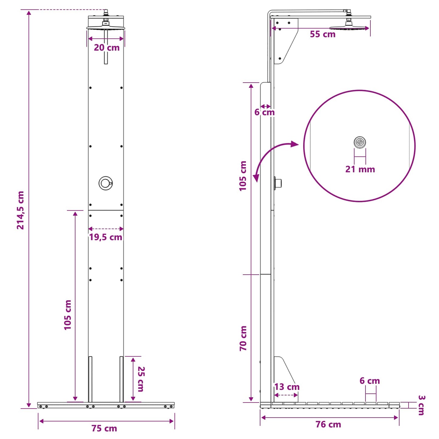 Doccia da esterno 214,5 cm Naturale | homemem39