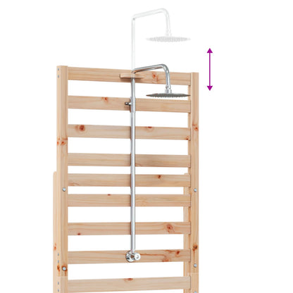 Doccia da esterno 225 cm Legno massello di pino e acciaio inox | homemem39