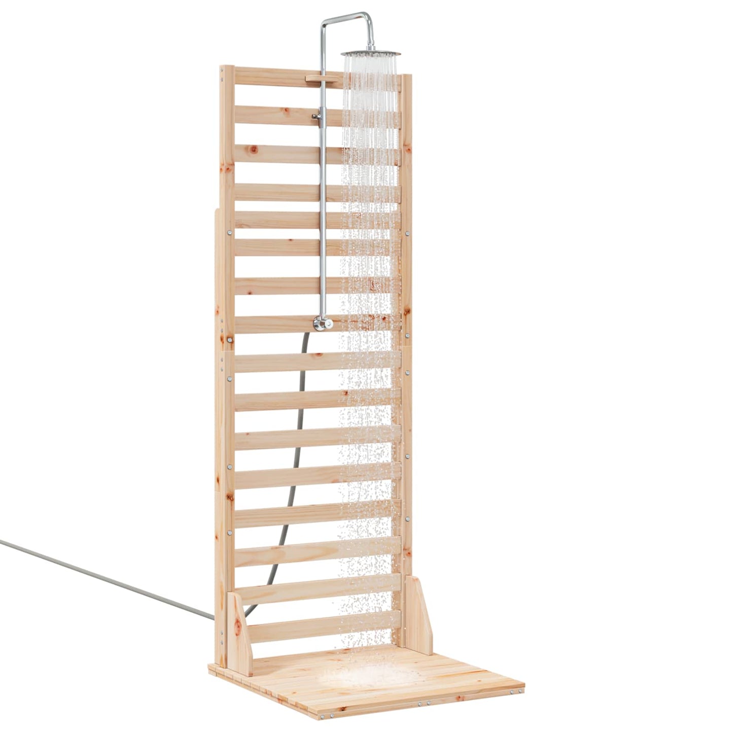 Doccia da esterno 225 cm Legno massello di pino e acciaio inox | homemem39