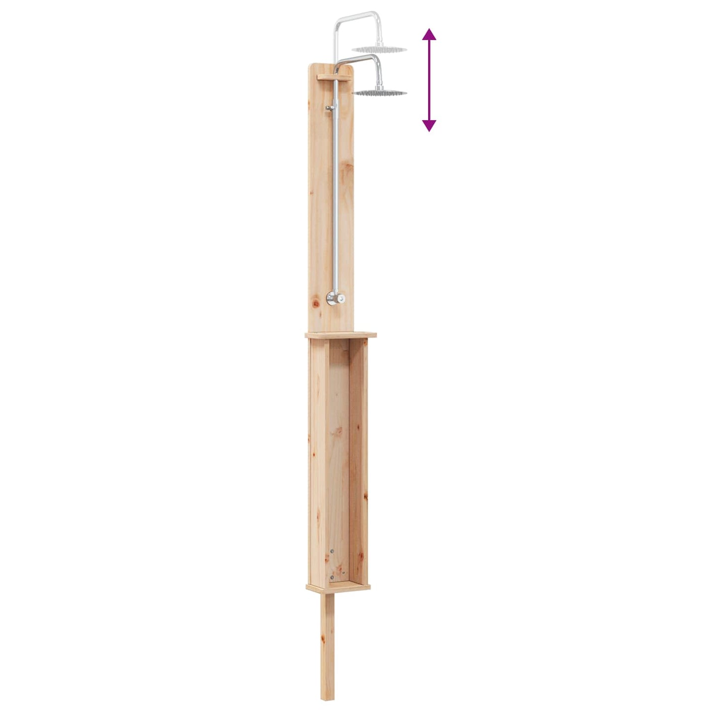 Doccia da esterno 246 cm Legno massello di pino e acciaio inox | homemem39