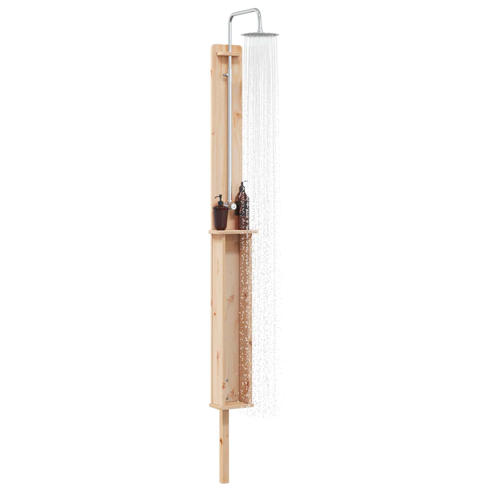 Doccia da esterno 246 cm Legno massello di pino e acciaio inox | homemem39