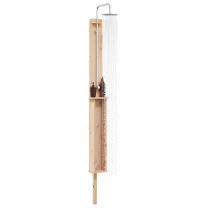 Doccia da esterno 246 cm Legno massello di pino e acciaio inox | homemem39