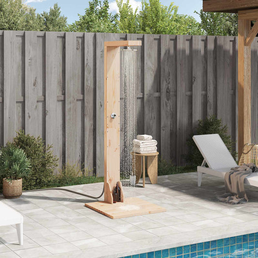 Doccia da esterno 210 cm Legno massello di pino e acciaio inox | homemem39