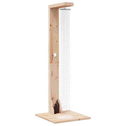 Doccia da esterno 210 cm Legno massello di pino e acciaio inox | homemem39