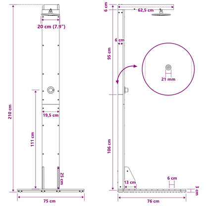 Doccia da esterno 210 cm Naturale | homemem39