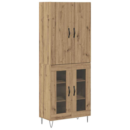 Credenza 2 pcs Rovere artigianale Legno ingegnerizzato e vetro