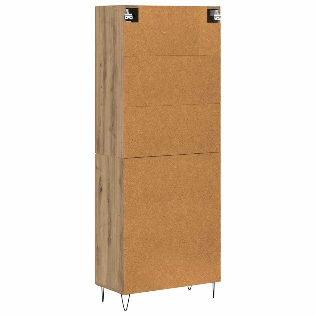 Credenza 2 pcs Rovere artigianale Legno ingegnerizzato e vetro | homemem39