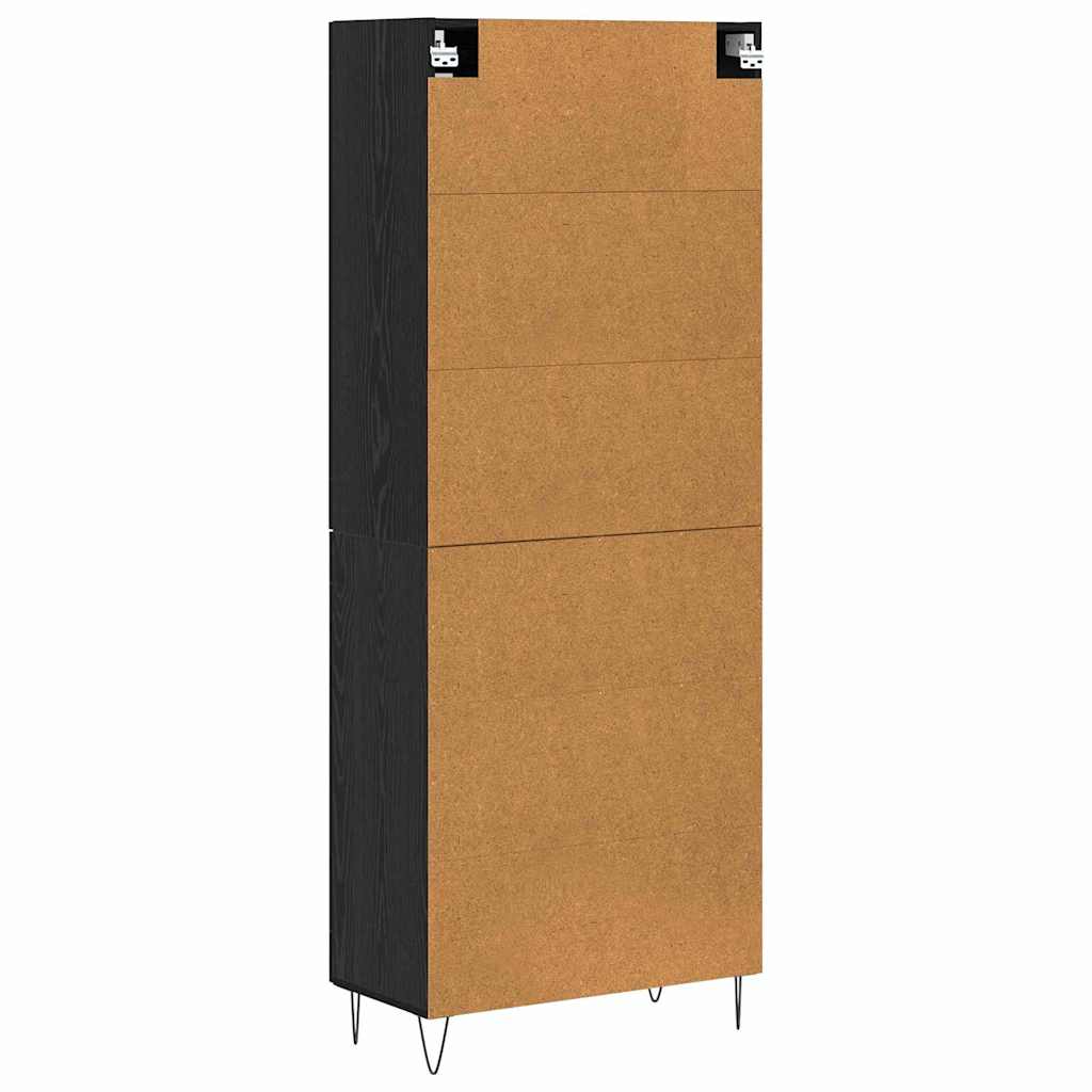 Credenza 2 pcs Rovere Nero Legno ingegnerizzato e vetro | homemem39