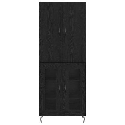 Credenza 2 pcs Rovere Nero Legno ingegnerizzato e vetro