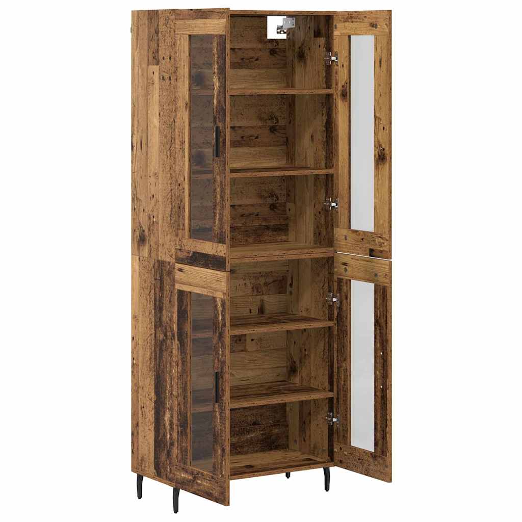 Credenza 2 pcs Legno vecchio Legno Stratificato e Vetro | homemem39