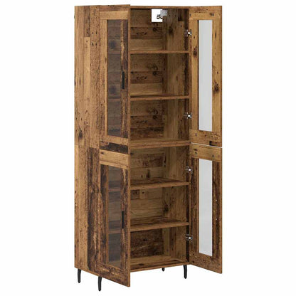 Credenza 2 pcs Legno vecchio Legno Stratificato e Vetro | homemem39