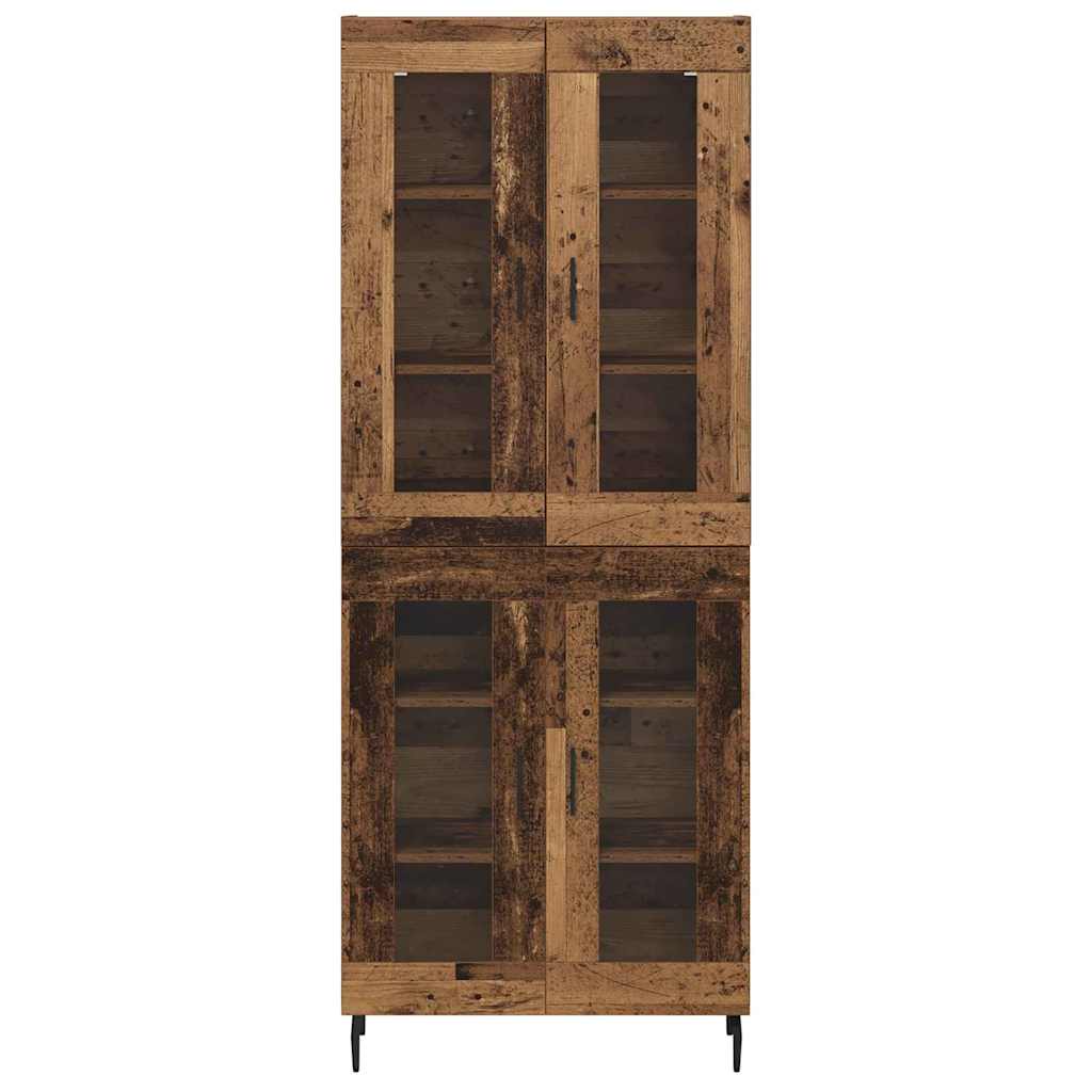 Credenza 2 pcs Legno vecchio Legno Stratificato e Vetro | homemem39