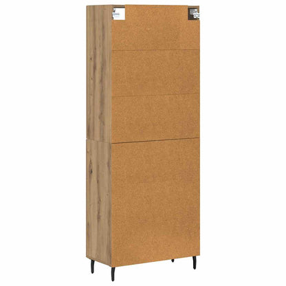 Credenza 2 pcs Rovere artigianale Legno Stratificato e Vetro