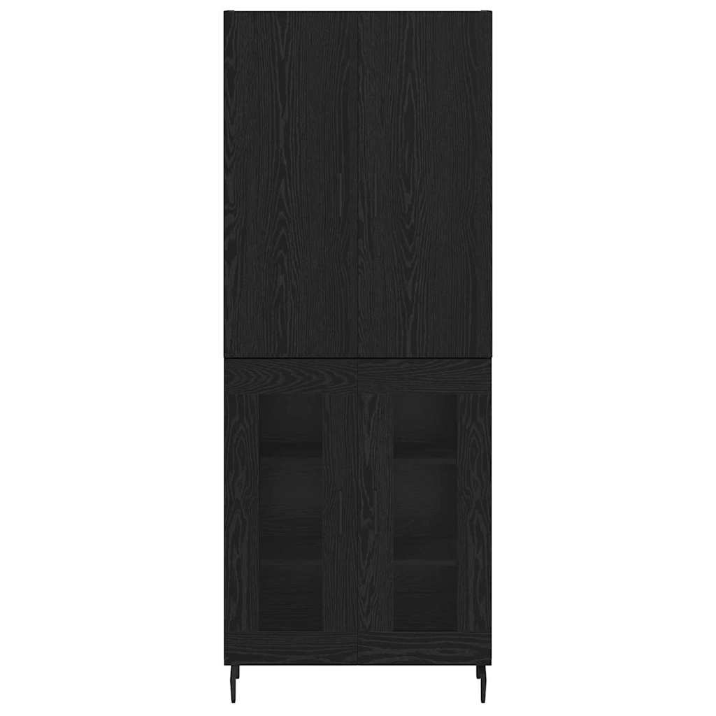 Credenza 2 pcs Rovere artigianale Legno Stratificato e Vetro