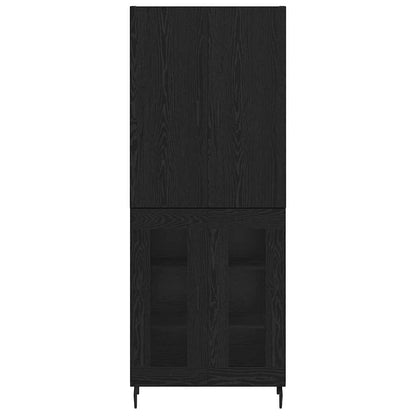 Credenza 2 pcs Rovere artigianale Legno Stratificato e Vetro