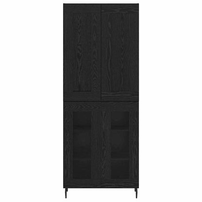 Credenza 2 pcs Rovere Nero Legno Stratificato e Vetro