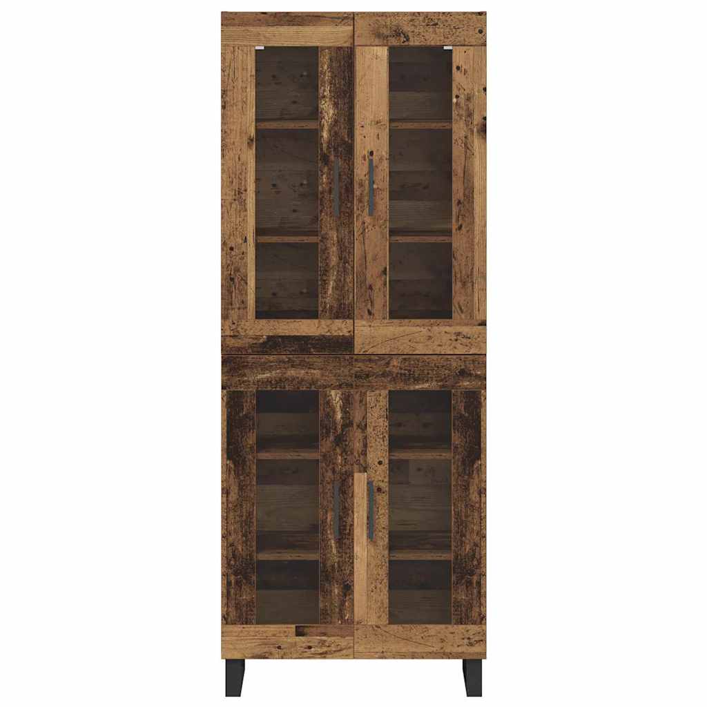 Credenza 2 pcs Legno vecchio Legno Stratificato e Vetro