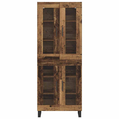 Credenza 2 pcs Legno vecchio Legno Stratificato e Vetro