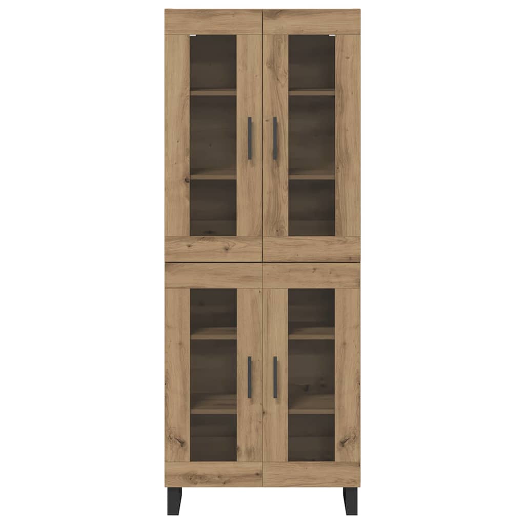 Credenza 2 pcs Rovere artigianale Legno Stratificato e Vetro