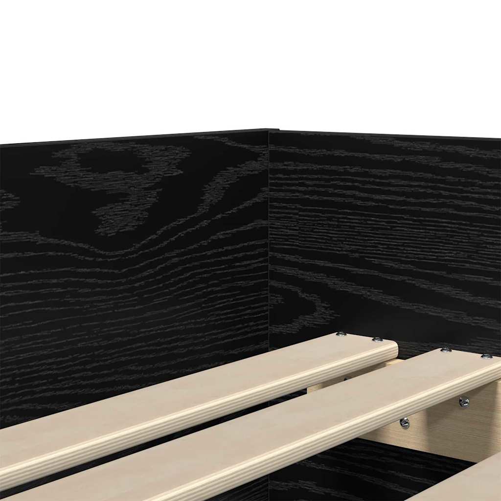 Struttura del letto Rovere Nero 100 x 200 cm Pino massello | homemem39