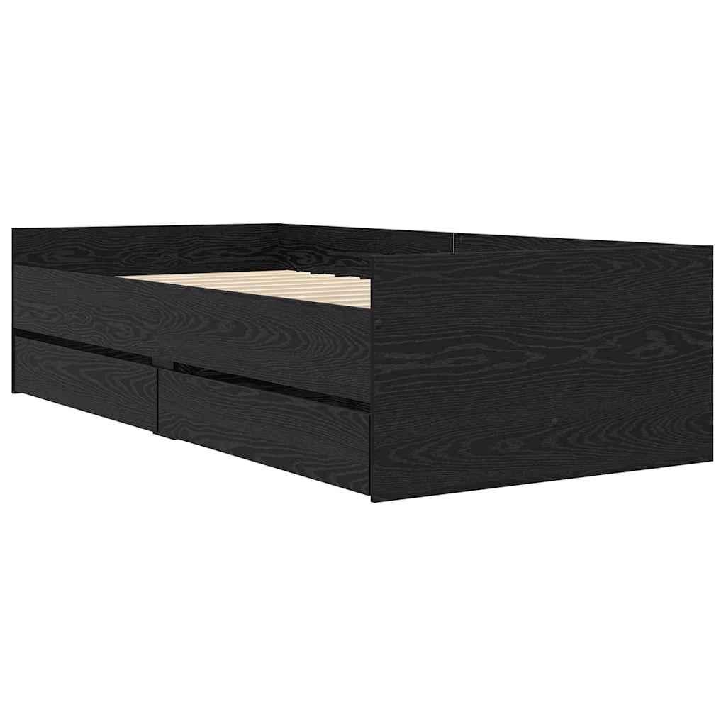 Struttura del letto Rovere Nero 100 x 200 cm Pino massello | homemem39