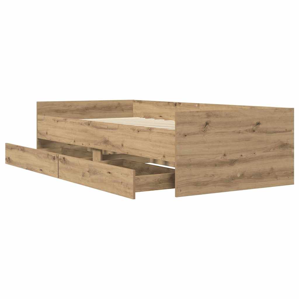 Struttura del letto con cassetto Rovere artigianale 90 x 190 cm | homemem39