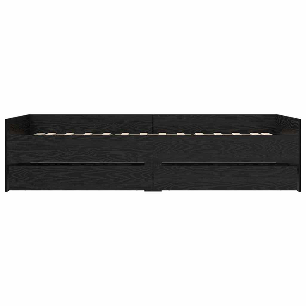 Struttura del letto Rovere Nero 90 x 190 cm Pino massello | homemem39