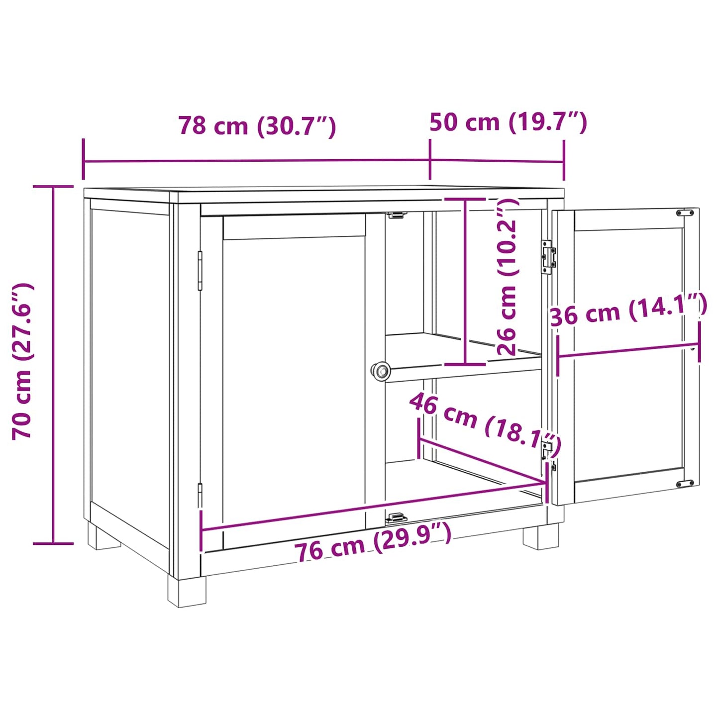 Armadietto con porta Marrone 78 x 50 x 70 cm Legno multistrato